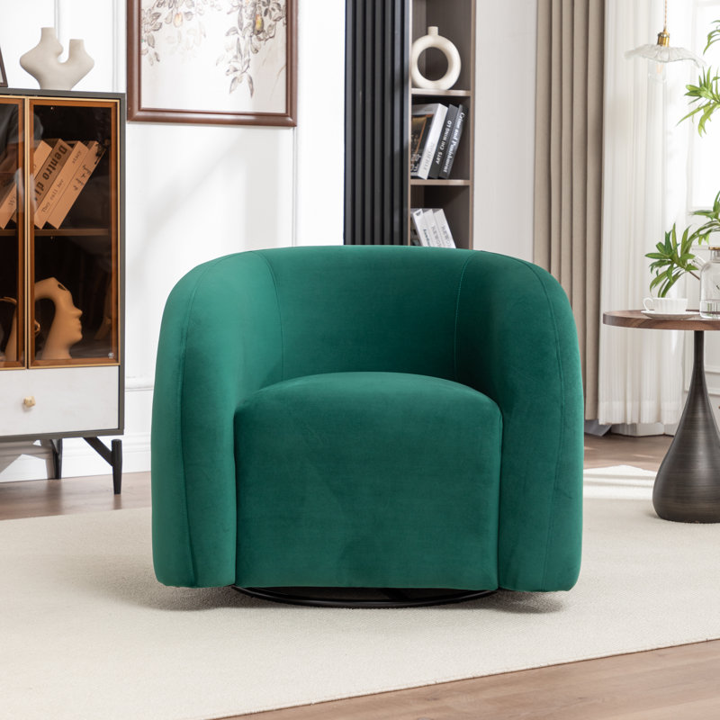 Fauteuil demi-tonneau rembourré et pivotant, Vert