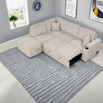 Canapés compacts et modernes avec rangement, lin beige, salon et appartement