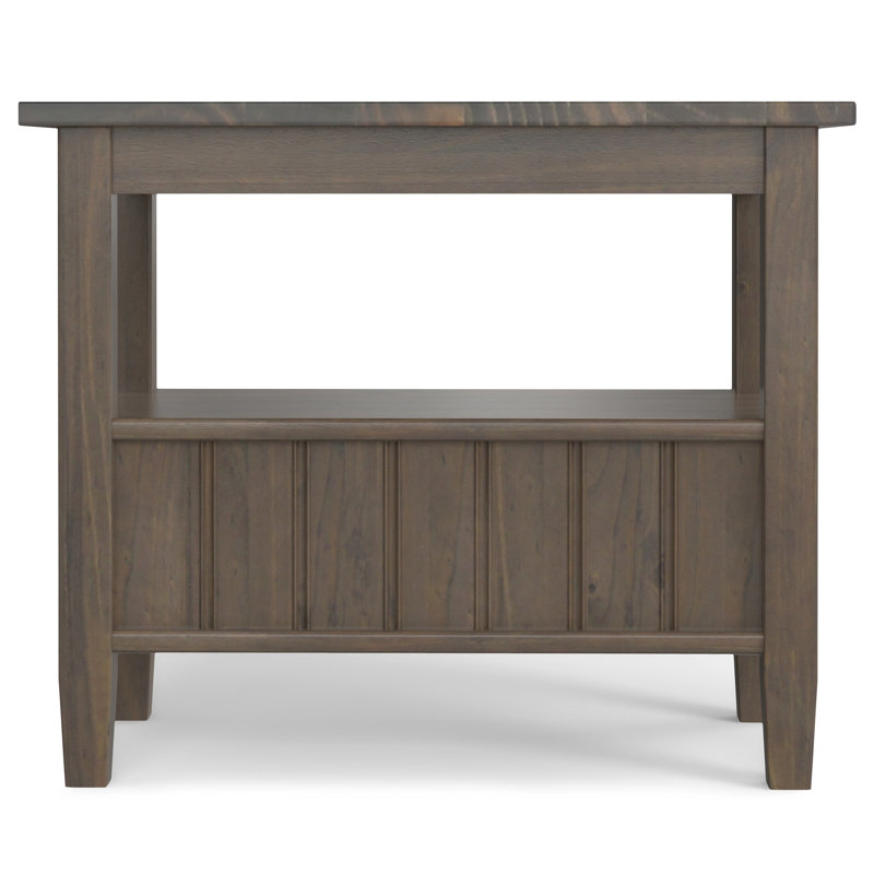 Lev Smoky Brown Solid Wood Narrow End Table with Storage