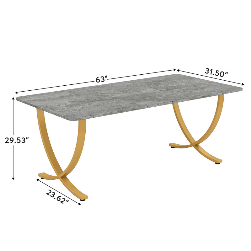 Metal Base Writing Desk, Grey, Gold