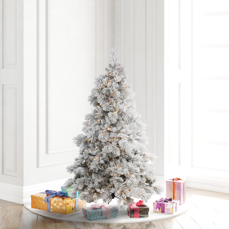 Arbre de Noël artificiel floqué Alberta, H 4,5 pi, DEL blanc chaud