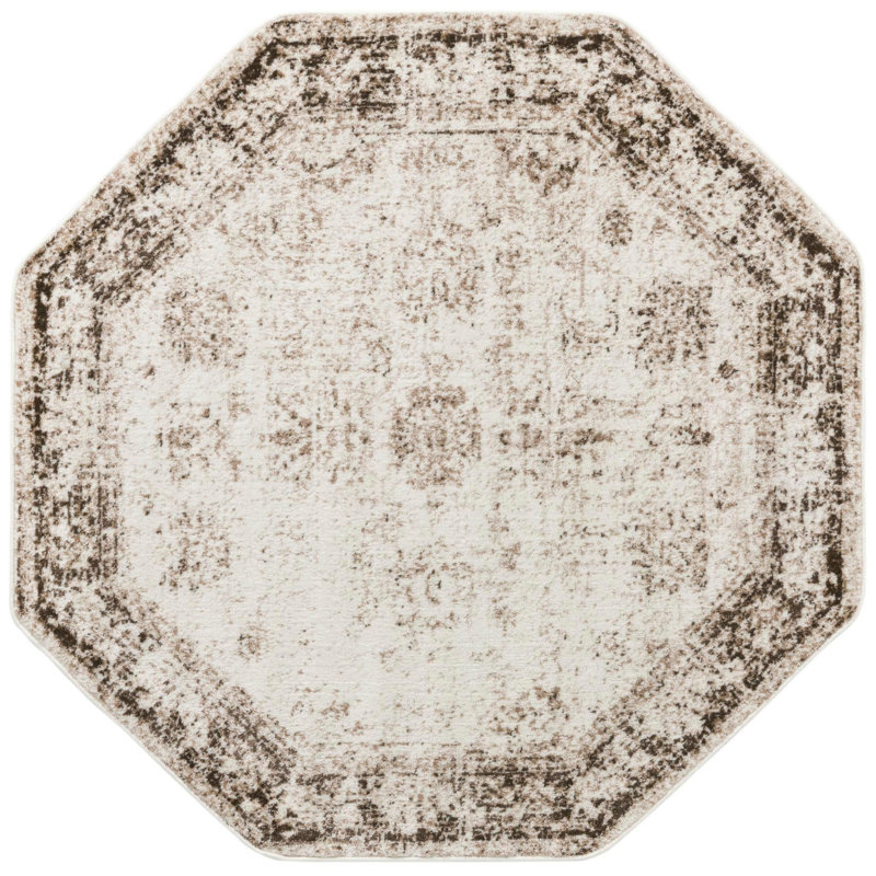 Floral Indoor Rug, Octagon 5'