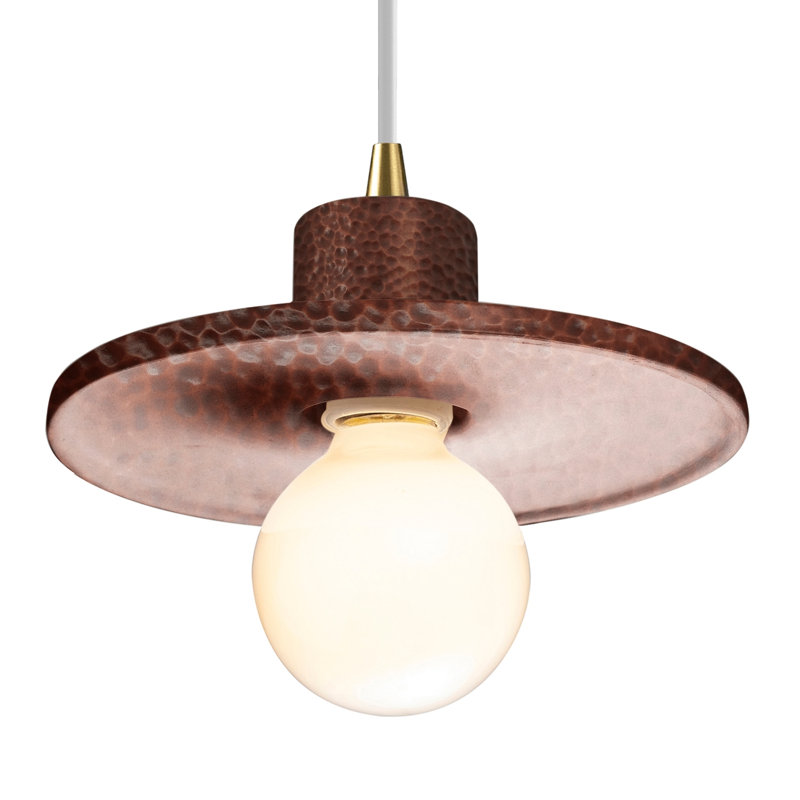Leni - Light Single Pendant, Hammered Copper, Antique Brass