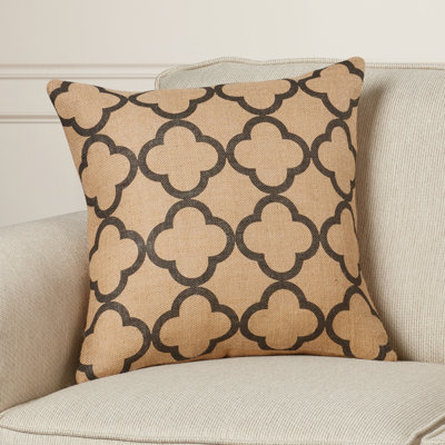 Quatrefoil Jute / Sisal Reversible Throw Pillow