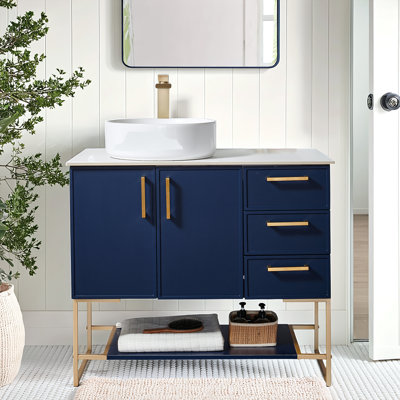 Ensemble de meuble-lavabo simple bleu Modern