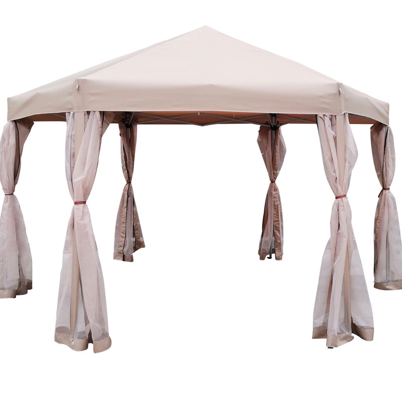 Pop-Up Gazebo Tent With Storage Bag And Wind Ropes Removable Side Panels Ground Anchors, Brown