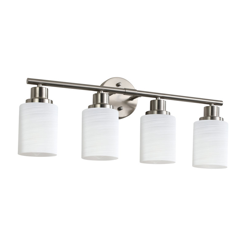 Luminaire pour meuble-lavabo de salle de bain, abat-jour en verre givré, 4 lumières, sans ampoules, nickel brossé