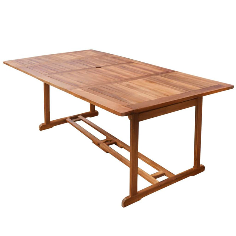 Van Nuys 10 - Person Acacia Solid Wood Patio Dining Set Umbrella Hole Included Rectangular Table