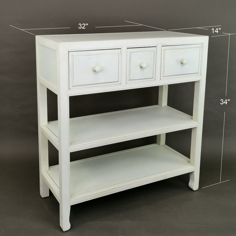 32'' Solid Wood Console Table, White