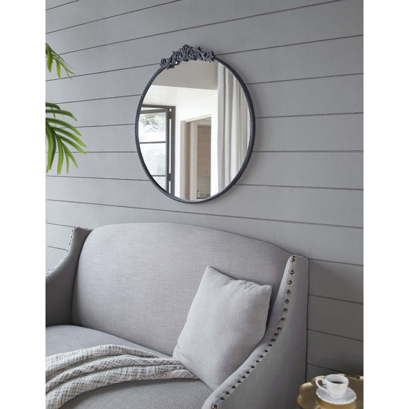 Miroir rond, miroir mural, 32 po x 30 po, Noir