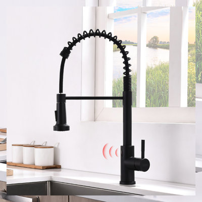 Robinet de cuisine noir - Smart Touchless automatique, mains, remplissage en céramique, laiton, Smart Touchless, noir, modèle élégant