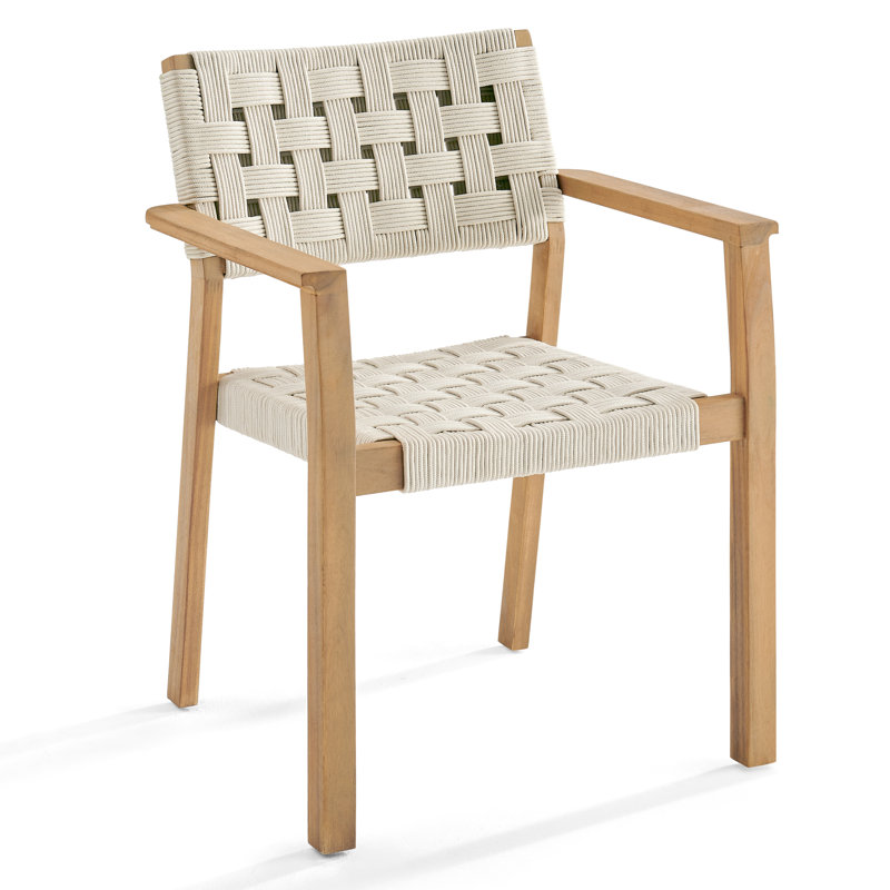 Fauteuils de salle à manger d'extérieur Looma | Ensemble de 2 | Bois d'acacia massif avec assise et dossier en corde tissée à la main