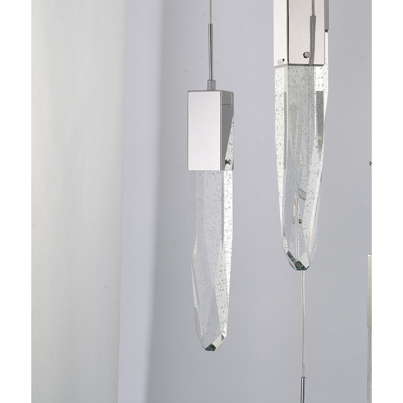 Luminaire suspendu étagé unique à 25 lumières, Bulle, Chrome