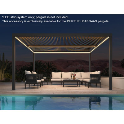 Purple Leaf Pergola LED Light Strip Replacement - Compatible with Bronze 11'x 13' Louvered & Gray Hardtop Gazebo, Waterproof, Dimmable w/ Remote. (A Lighting Accessory, Not a Pergola)