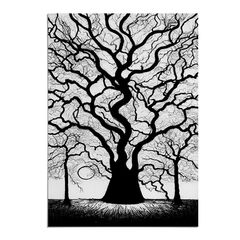 Monochrome Tree Art No.2 - Wall Art, Paper, 29.7cm H x 21cm W