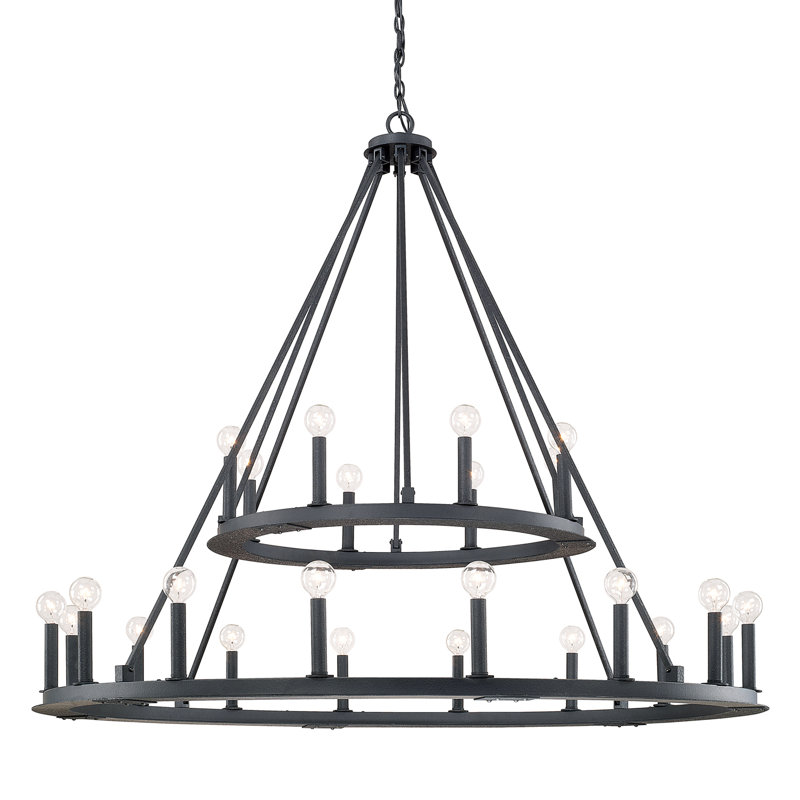 Pekalongan Dimmable Wagon Wheel Chandelier, 24