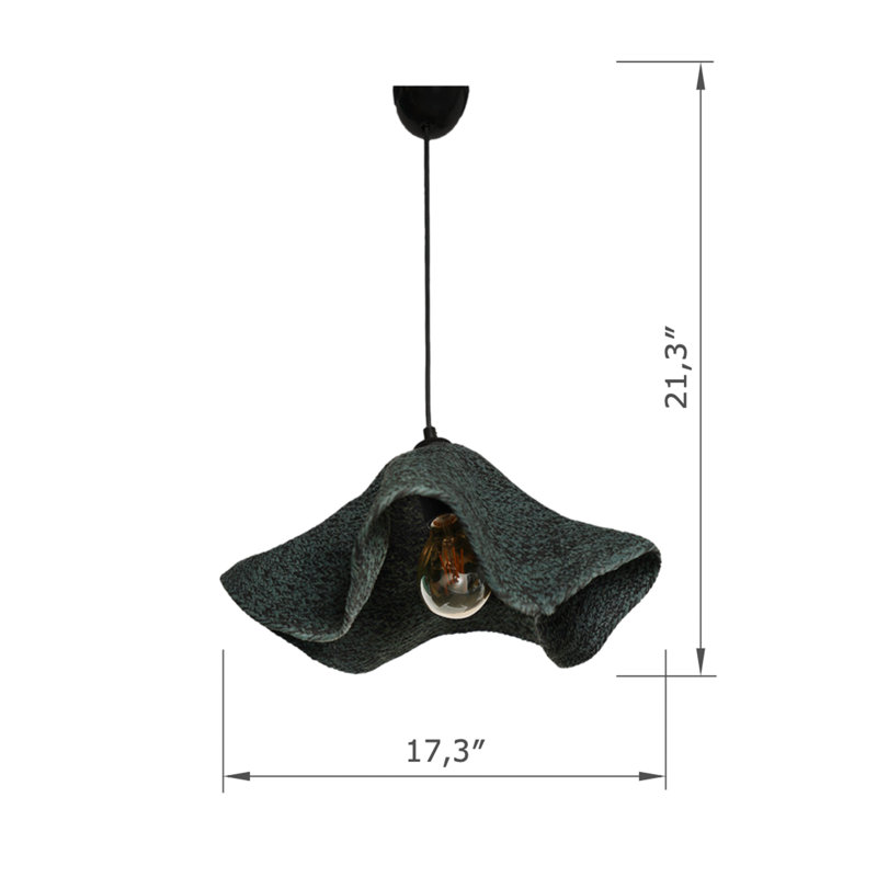 Luminaire suspendu fantaisie simple avec capuchon en coton, Kaki / Noir