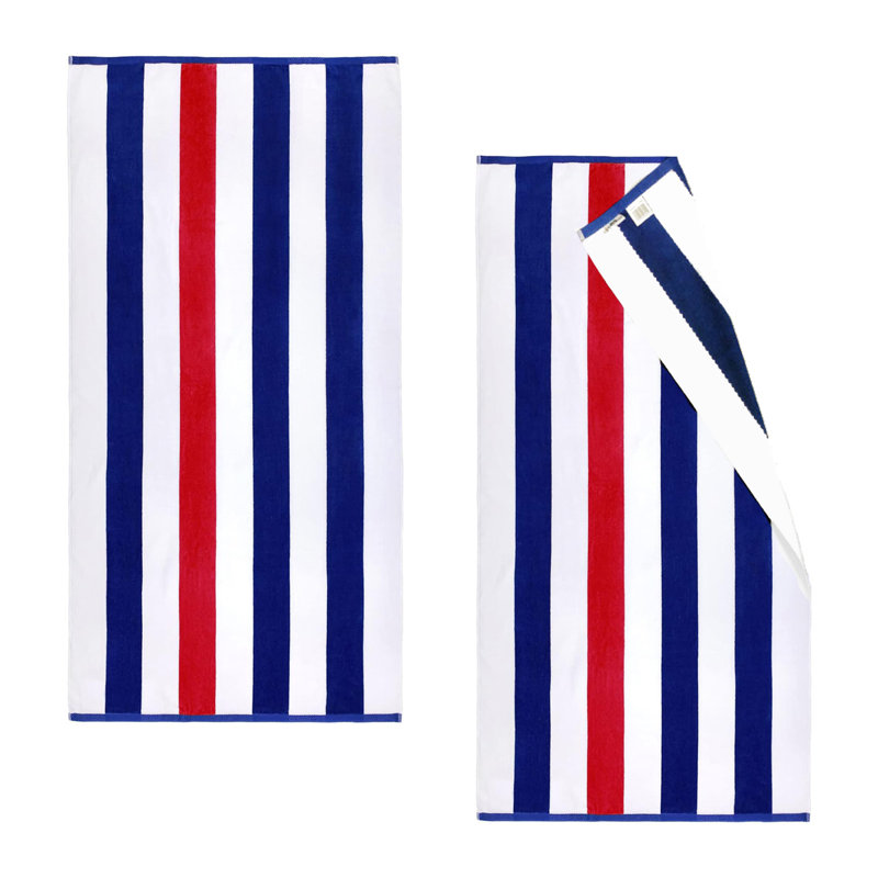 Ainoriitta Oversized Luxurious Velour Tonal | 100% Cotton Beach Towels, Large, Soft and Absorbent, Red/White/Dark Blue