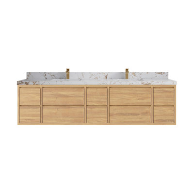 Cadge 84'' Double Bathroom Vanity with Quartz Top