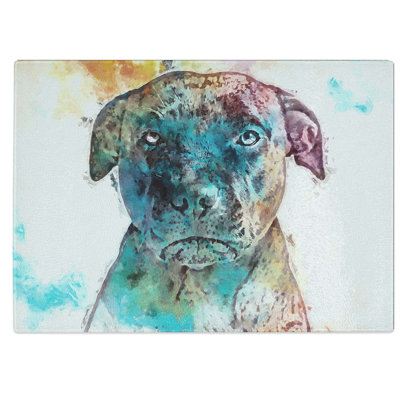 Tempered Glass a Staffordshire Bull Terrier Dog Chopping Board