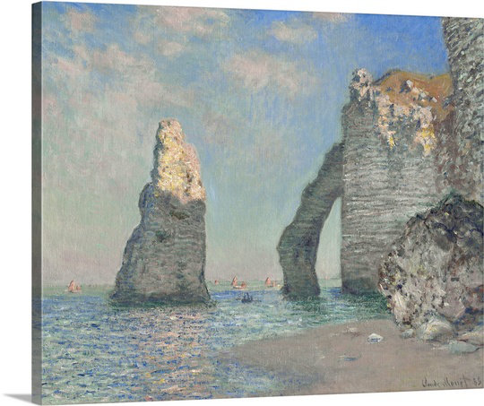 'The Cliffs at Etretat' by Claude Monet Painting Print on Wrapped Canvas, 24" H x 30" L x 1,5" D