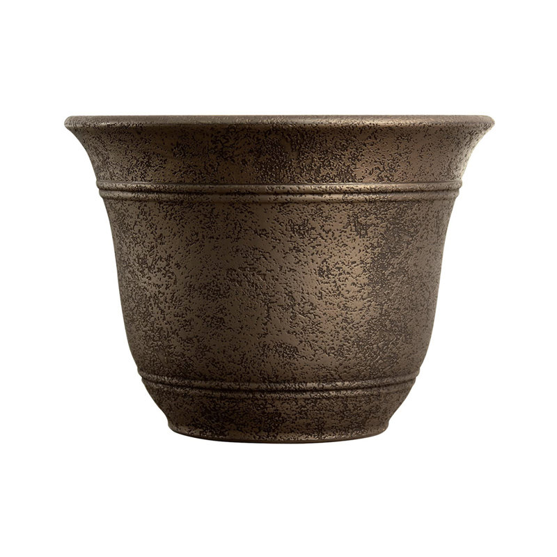 Pot à fleurs en résine , H 9,95 po x l 13 po x P 13 po, Bronze celtique