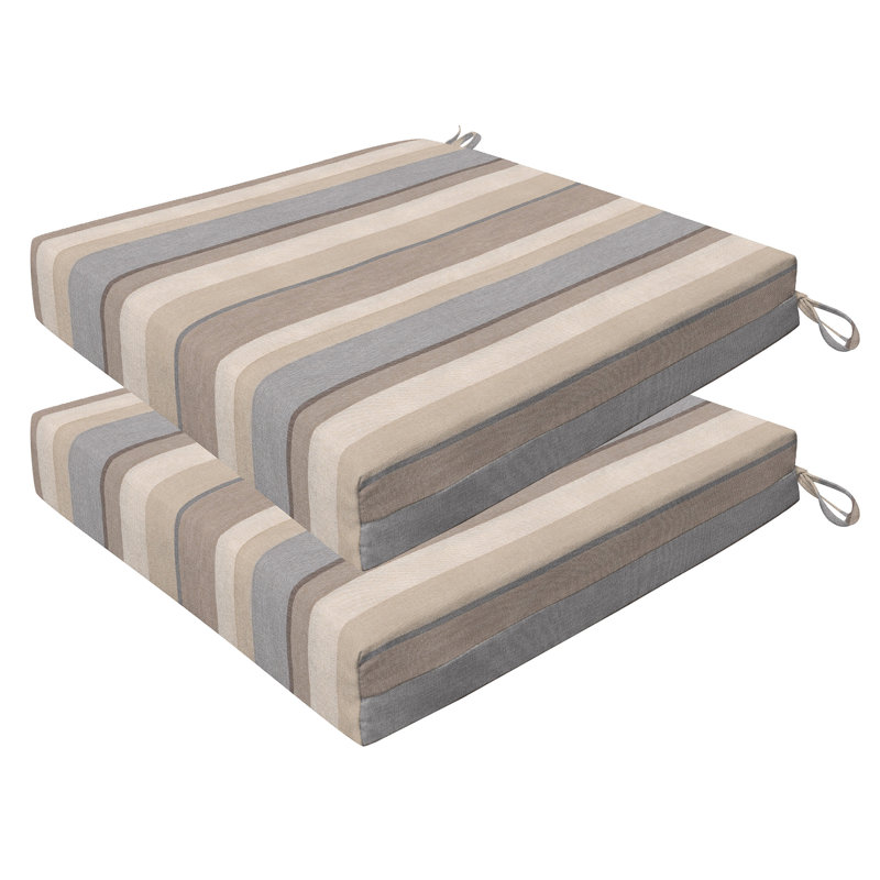 Coussin de siège d'extérieur carré Meridian, Rayure kaki, L 18 po x P 17,5 po