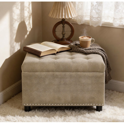 Storage Ottoman, Tufted Footstool, Nailhead Trim Ottoman, Square Storage Ottoman, Upholstered Coffee Table, Bedroom Storage, Living Room Accent, Dark Grey Ottoman, Small Space Furniture, Home Decor.