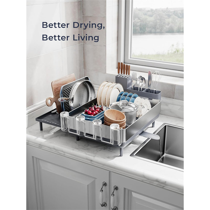 Extra Large Expandable Dish Drying Rack With Flip Up Pegs