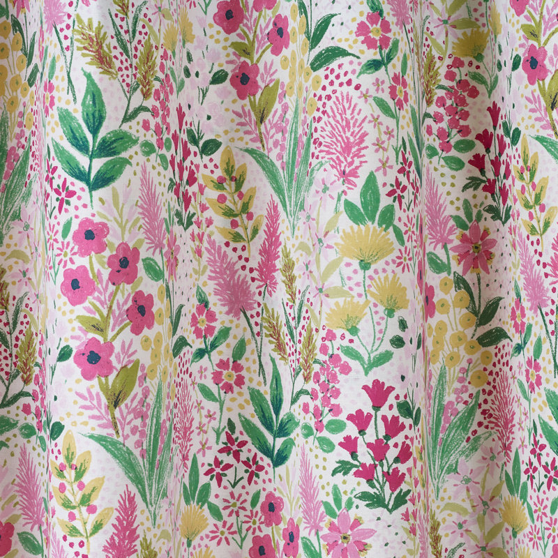 Tilly Floral Fully Reversible Eyelet Curtains, Pink