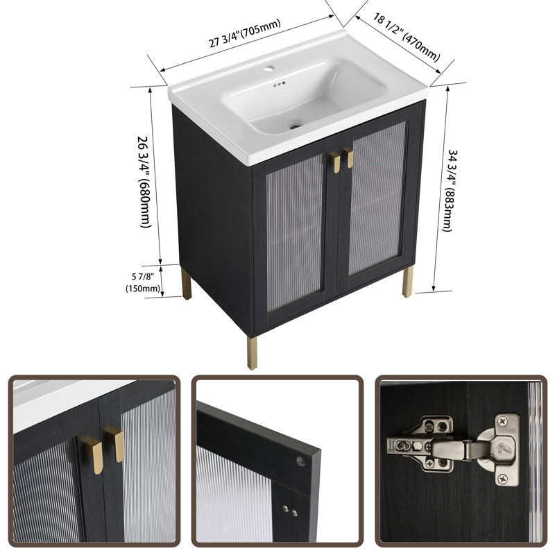 Contreplaqué de meuble-lavabo autoportant avec lavabo en céramique