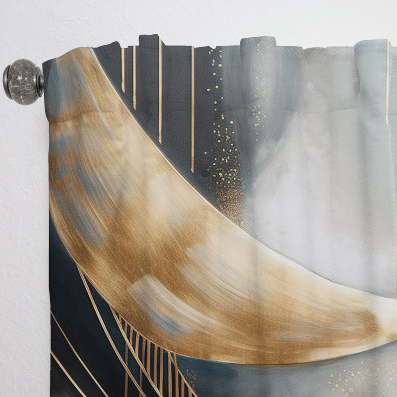 Abstract Shapes And Lines V - Modern Curtain - Velvet Room Darkening - 1 panel, 52" W x 63" L