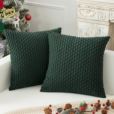 Textile Pillow Covers Decorative Set of 2 Striped Corduroy Plush Velvet Pillowcases Boho Cushion Cover for Couch 18x18 Inch
