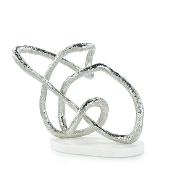 Tangled Sculpture On Marble Base, Silver