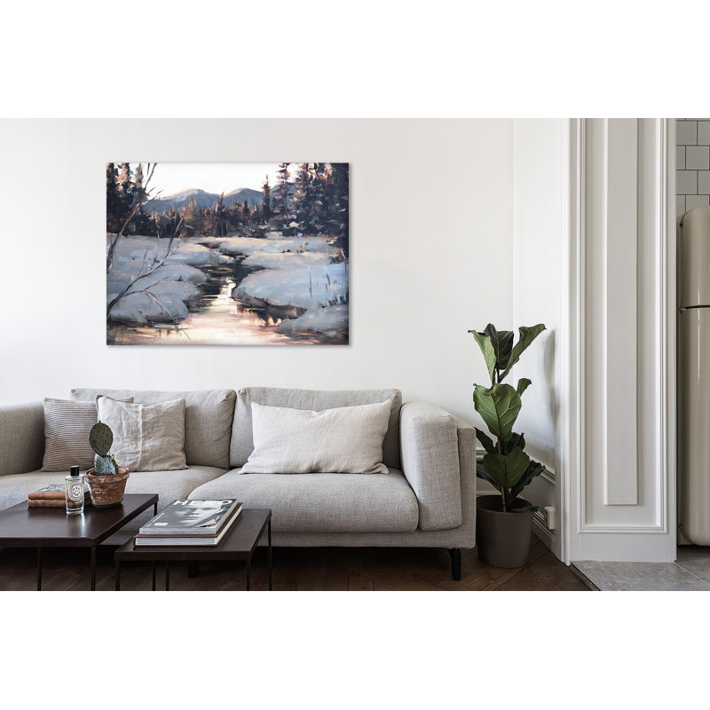 Paysage d'hiver - reproduction sur toile tendue, H 12 po x l 16 po x P 1,5 po