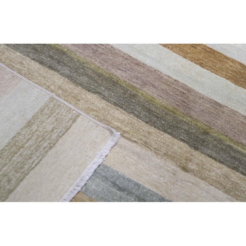 Hand-Knotted High-Quality Brown and Green Area Rug