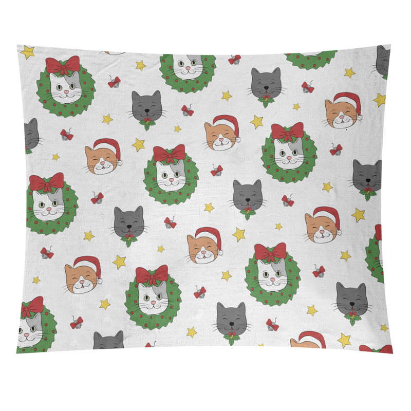 Tapisserie de noël de noël en polyester fêtes, H 51 po x l 60 po, Vert / Gris