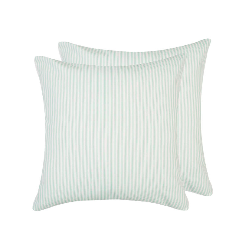 Housse de coussin en coton VINTAGE TICKING , H 18 po x l 18 po, Vert menthe