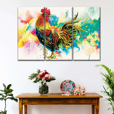 Ensemble de coqs sur toile 3 pièces