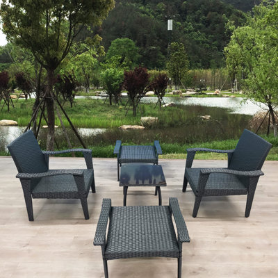 Ensemble de conversation de patio: 5 avec chaise, et coussins de rembourrage filés lavables