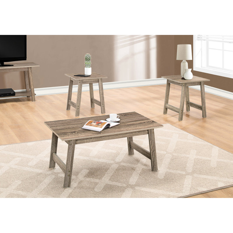 3 pièces de table taupe foncé: tables basses, tables de bout et tables d'appoint pour le salon
