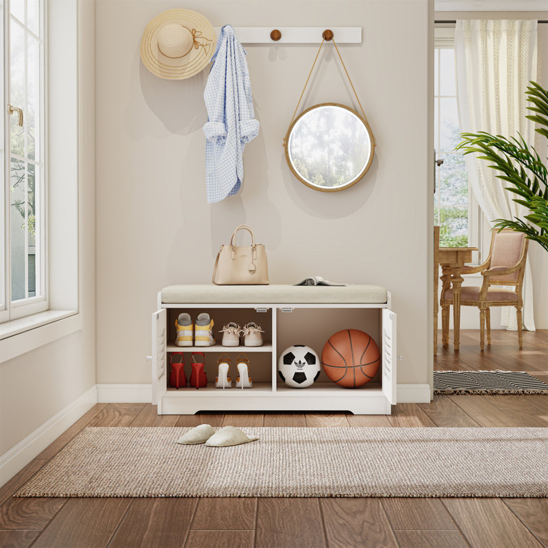 Banc de rangement pour chaussures 28,74 po avec armoire 2 portes