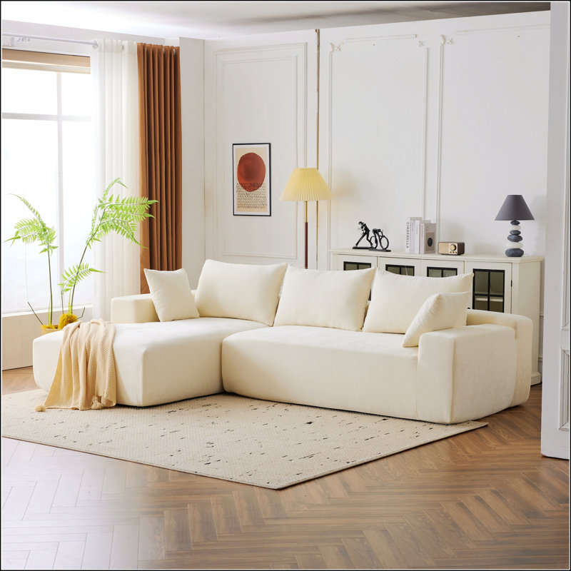108*68 Inch Extra-Deep Modular Sofa, White Fabric