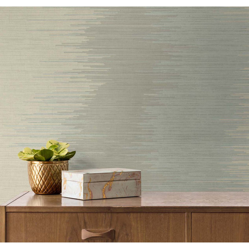 Rouleau de papier peint L 33 pi x l 20,5 po Arven, Ivoire métallique / brume turquoise