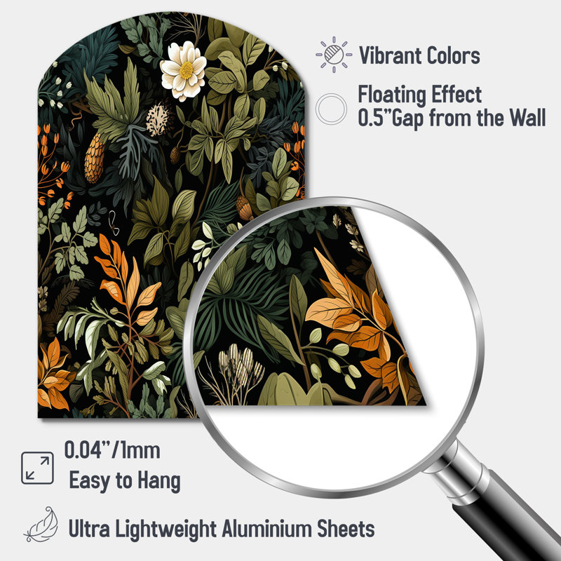 Helzer - Décoration murale asymétrique en métal à motif floral, sculpture murale en arche, H 43 po x l 33 po