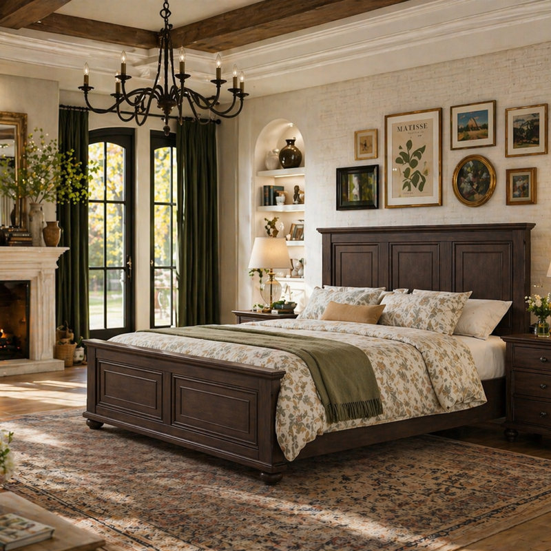 Demint Solid Wood Platform Bed, Queen, Brown