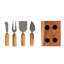 Marble Cheese Server Set With Mango Wood Stand, Black, Set Of 4