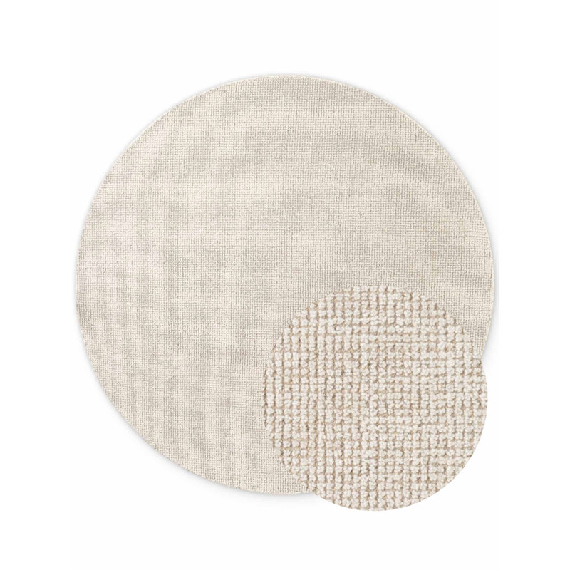 Dewit Wool Hand Woven Area Rug, White, Round 200 cm