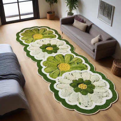 Tapis de chambre à coucher à motif floral antidérapant en faux cachemire