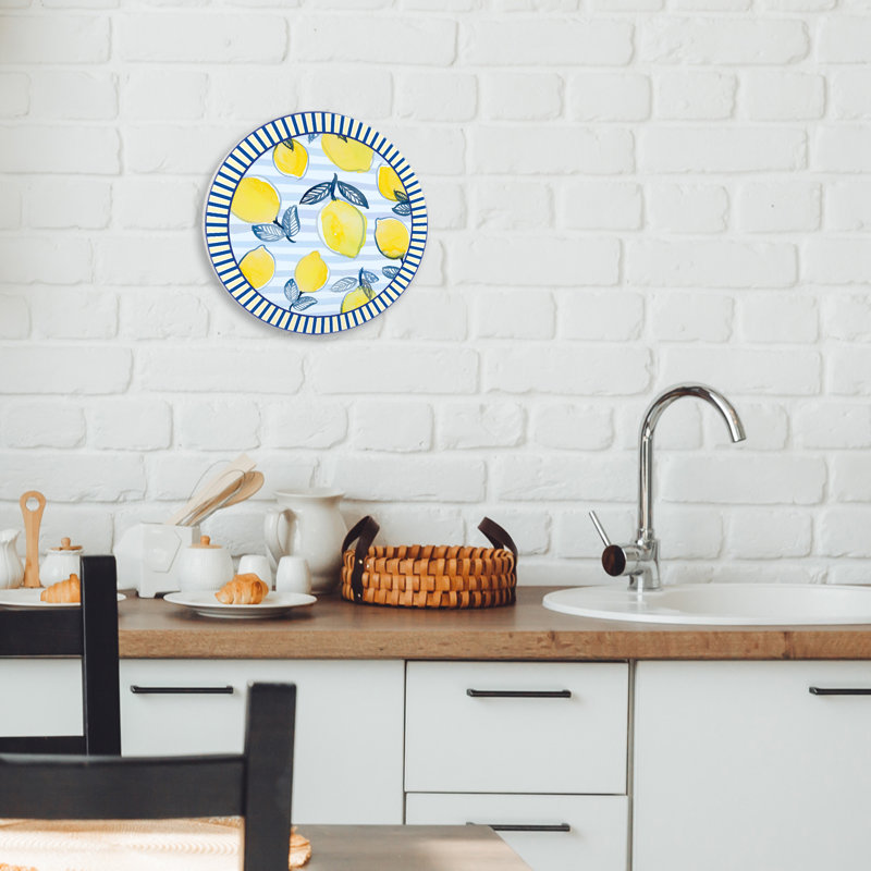 Plaque murale à motif citron avec rayures, design par Lanie Loreth